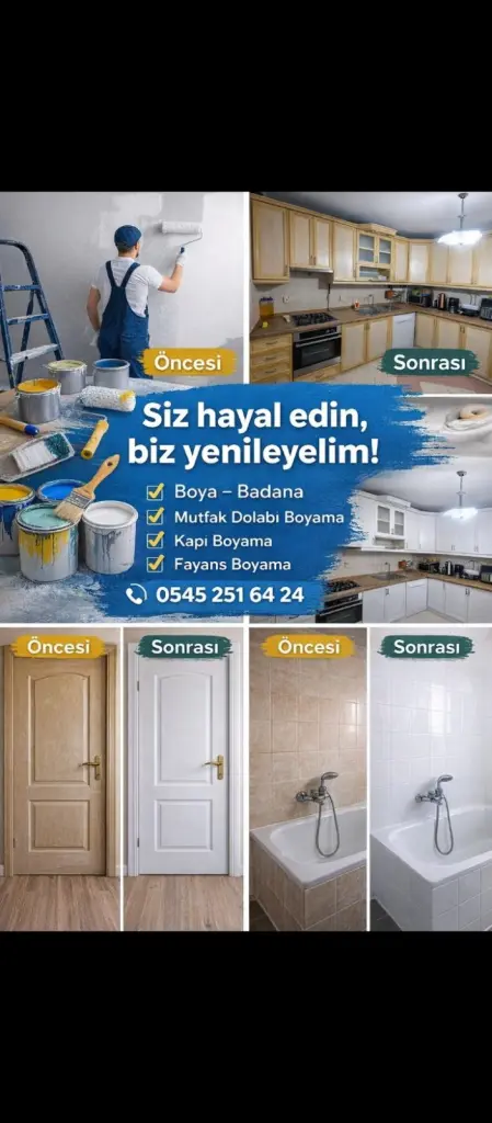 Ankara Boya Ustası | Ev, Kapı, Mutfak Dolabı Boyama | Uygun Fiyat
