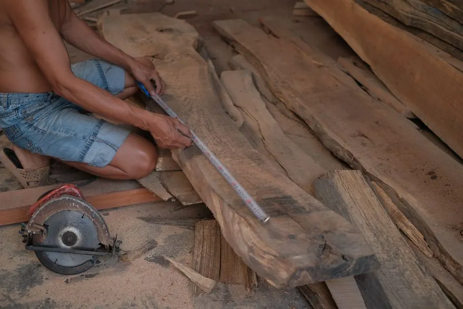 Tahta ölçen marangoz