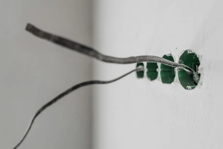 Duvardan çıkan elektrik kabloları